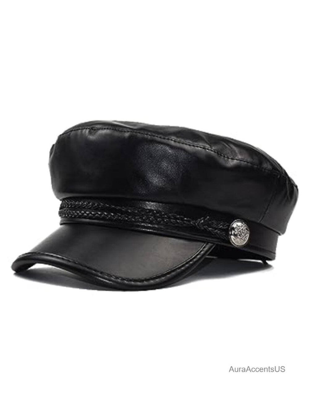 PU Leather Fiddler Cap Newsboy Hat Adjustable Visor Beret All Seasons
